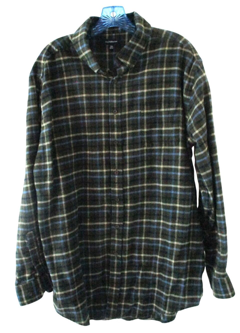 Croft & Barrow Men's Green Plaid Long Sleeve Flannel Button Down Shirt Size XL